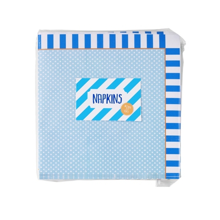 Blue Stripes ~Set de 20 serviettes à rayures bleu~