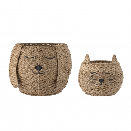 Set of 2 Milus storage baskets in woven rattan