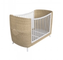 Lit bébé évolutif COQUILLAGE cèdre et cannage rotin  60 x 120 cm