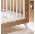 Lit bébé évolutif COQUILLAGE cèdre et cannage rotin  60 x 120 cm