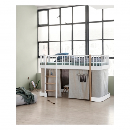 Rideau Cabane pour Lit mezzanine mi-haut WOOD Mini + - Nature