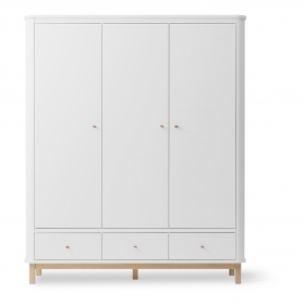 Armoire 3 portes WOOD - Blanc/chêne