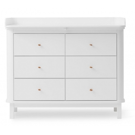 Commode à langer 6 tiroirs WOOD avec grand plan - Blanc