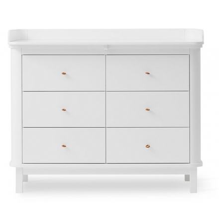 Commode à langer 6 tiroirs WOOD avec grand plan - Blanc