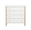 Commode 4 tiroirs WOOD - Blanc/Chêne Naturel