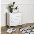 Commode 4 tiroirs WOOD - Blanc/Chêne Naturel