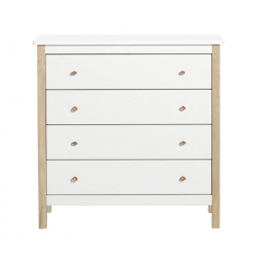 WOOD 4-drawer chest - White/Natural Oak