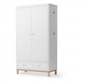 Armoire 2 portes WOOD - Blanc/chêne