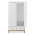 Armoire 2 portes WOOD - Blanc/chêne