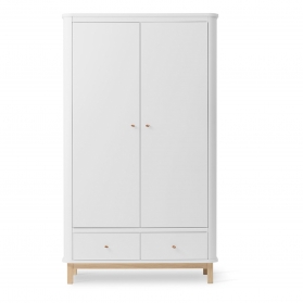Armoire 2 portes WOOD - Blanc/chêne