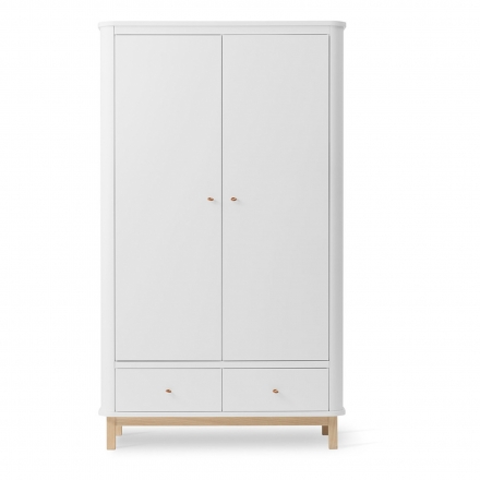 Armoire 2 portes WOOD - Blanc/chêne