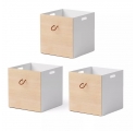WOOD storage box White/Oak - Set of 3 pieces
