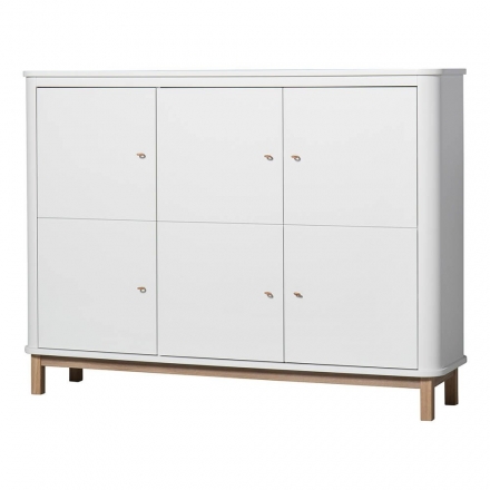 Armoire multi-rangement 3 portes WOOD - Blanc/chêne