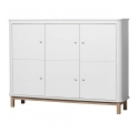 Armoire multi-rangement 3 portes WOOD - Blanc/chêne
