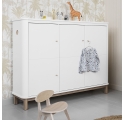Armoire multi-rangement 3 portes WOOD - Blanc/chêne