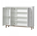 Armoire multi-rangement 3 portes WOOD - Blanc/chêne