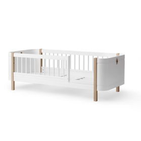 Lit junior WOOD Mini + - Blanc/chêne - 68x162 cm