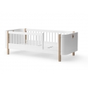 Lit junior WOOD Mini + - Blanc/chêne - 68x162 cm