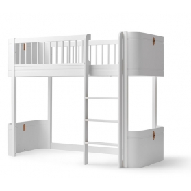 Lit mezzanine mi-haut WOOD Mini + - Blanc - 68x162 cm