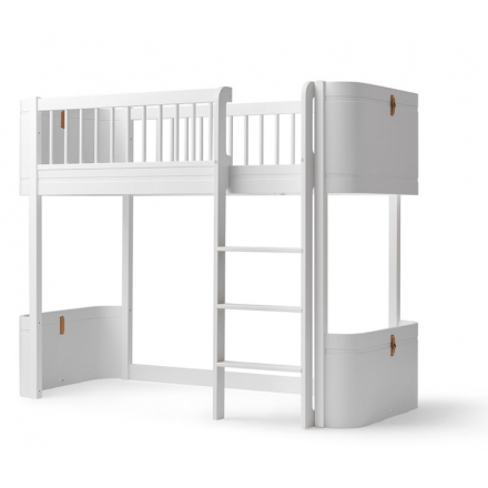 Lit mezzanine mi-haut WOOD Mini + - Blanc - 68x162 cm
