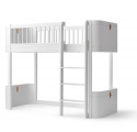Lit mezzanine mi-haut WOOD Mini + - Blanc - 68x162 cm