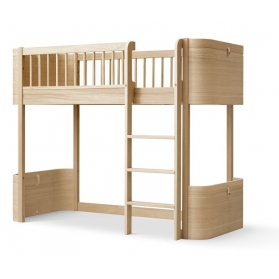 Lit mezzanine mi-haut WOOD Mini + - Ch&ecirc;ne - 68x162 cm