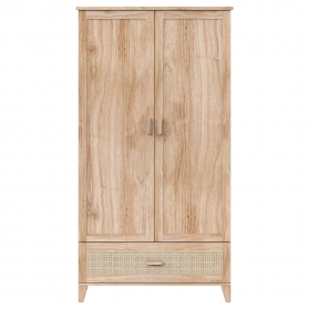 NAMI wood and rattan wardrobe - Natural wood