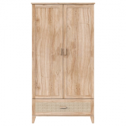 NAMI wood and rattan wardrobe - Natural wood