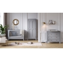 Pack Duo : Lit bébé évolutif 70 x 140 + Commode à langer MILENNE gris clair (plan inclus)
