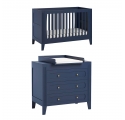 Pack Duo : Lit bébé évolutif 70 x 140 + Commode à langer MILENNE indigo (plan inclus)