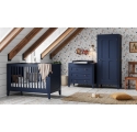 Pack Duo : Lit bébé évolutif 70 x 140 + Commode à langer MILENNE indigo (plan inclus)
