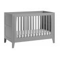 Pack Trio Chambre complète MILENNE : Lit bébé évolutif 70 x 140 + Commode à langer (plan inclus) + Armoire - Gris clair