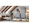 Pack Trio Chambre complète MILENNE : Lit bébé évolutif 70 x 140 + Commode à langer (plan inclus) + Armoire - Gris clair