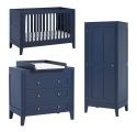 Pack Trio Chambre complète MILENNE : Lit bébé évolutif 70 x 140 + Commode à langer (plan inclus) + Armoire - Indigo