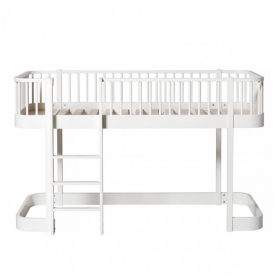 Lit mezzanine mi-haut WOOD Original - Blanc - 90 x 200 cm
