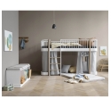 Lit mezzanine mi-haut WOOD Original - Blanc - 90 x 200 cm