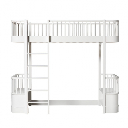 WOOD original high loft bed with 2 benches - White - 90 x 200 cm