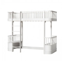 WOOD original high loft bed with 2 benches - White - 90 x 200 cm