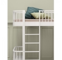 WOOD original high loft bed with 2 benches - White - 90 x 200 cm