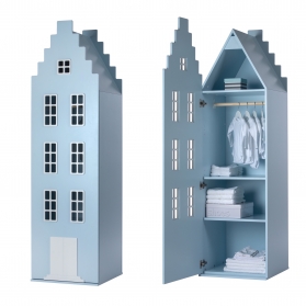 Wardrobe Amsterdam Staircase gable - Blue Pastel