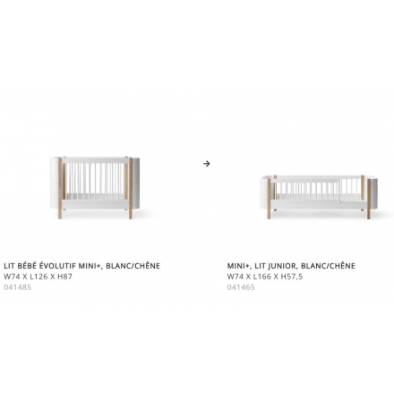 Kit Junior Mini+ WOOD - Complément au lit bébé Mini+ - Blanc/Chêne