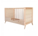 Lit bébé évolutif MARELIA cèdre et tressage rotin  60 x 120 cm - Bois naturel