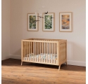 Lit bébé évolutif MARELIA cèdre et tressage rotin  60 x 120 cm - Bois naturel