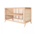 Lit bébé évolutif MARELIA cèdre et tressage rotin  60 x 120 cm - Bois naturel