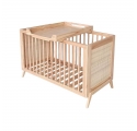 Lit bébé évolutif MARELIA cèdre et tressage rotin  60 x 120 cm - Bois naturel