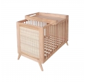 Lit bébé évolutif MARELIA cèdre et tressage rotin  60 x 120 cm - Bois naturel