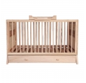 Lit bébé évolutif MARELIA cèdre et tressage rotin  70 x 140 cm - Bois naturel