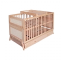 Lit bébé évolutif MARELIA cèdre et tressage rotin  70 x 140 cm - Bois naturel