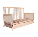 Lit bébé évolutif MARELIA cèdre et tressage rotin  70 x 140 cm - Bois naturel