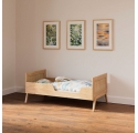 Lit bébé évolutif MARELIA cèdre et tressage rotin  70 x 140 cm - Bois naturel